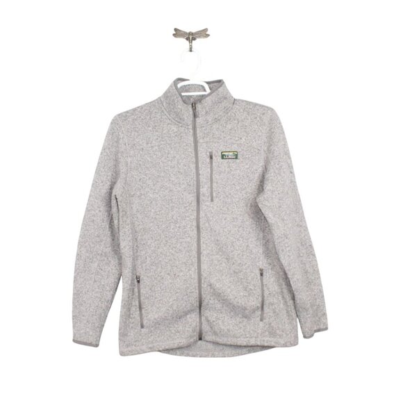 LL Bean Sweater Fleece Full Zip Jacket Pewter Size L Tall - Picture 1 of 9
